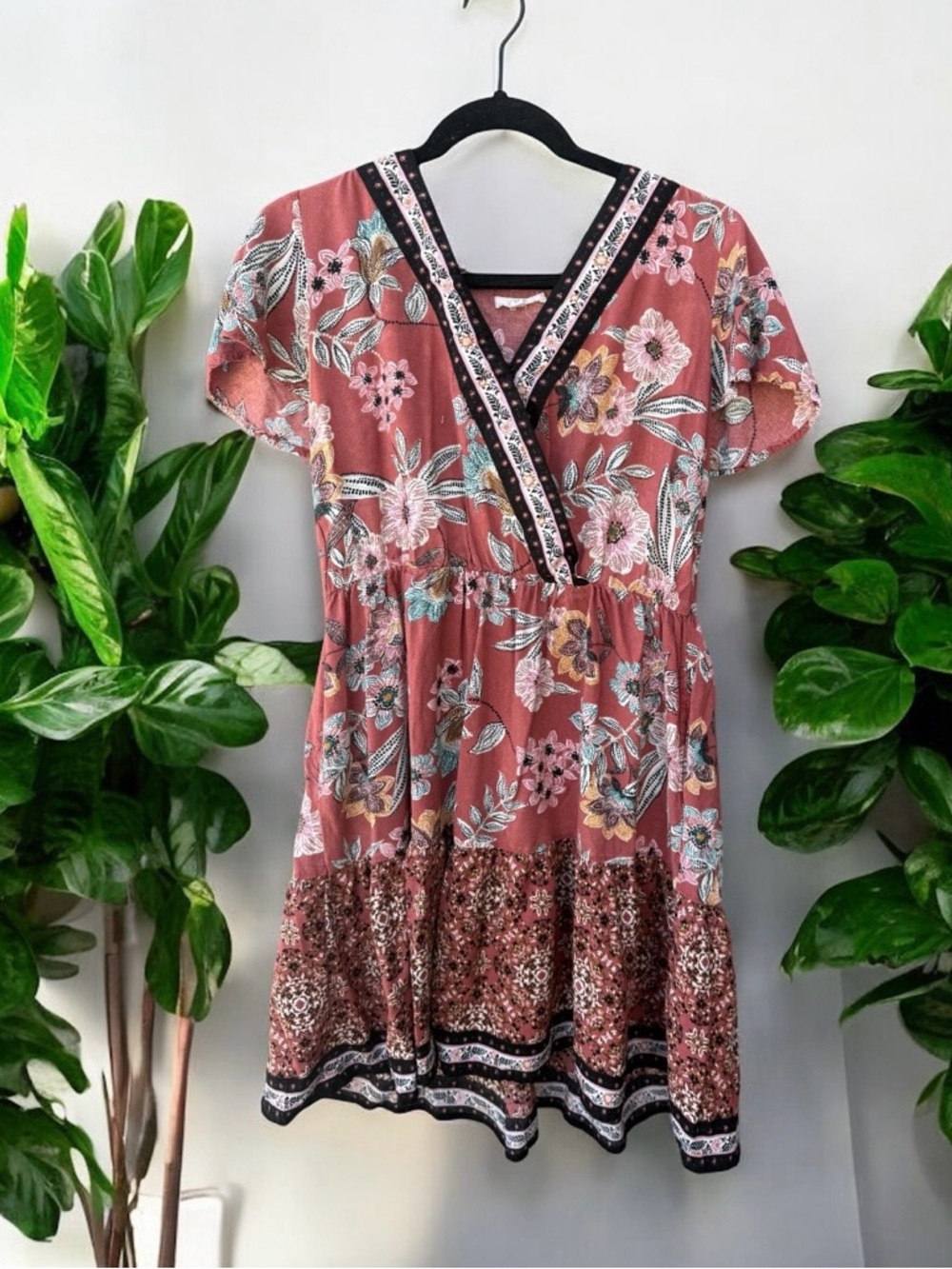 Maurices V-Neck Faux Wrap Mini Dress Medium
